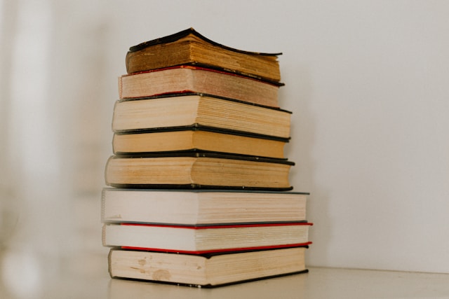 Books gathered into a personal collection.